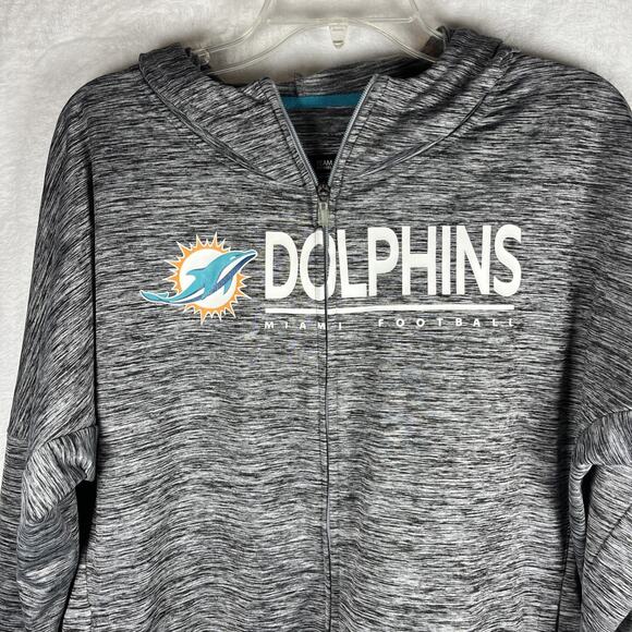 Authentic NFL Team Apparel Miami Dolphins Zip Hoodie Sweatshirt Gray XL $85.00 W - Picture 1 of 11